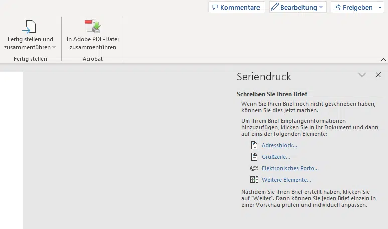 Anleitung zum Serienbrief erstellen mit MS Office Word Serienbriefe erstellen mit dem Seriendruck-Assistent in Word - Adressblock