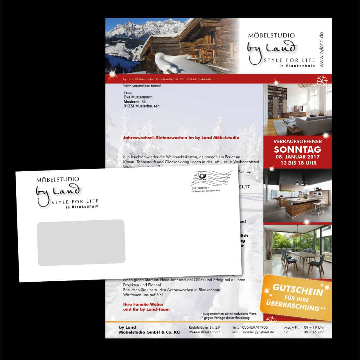 Lettershop Mailingbeispiel DIN-lang-Kuvert mit Fenster und Anschreiben mit mailingdruck24.de