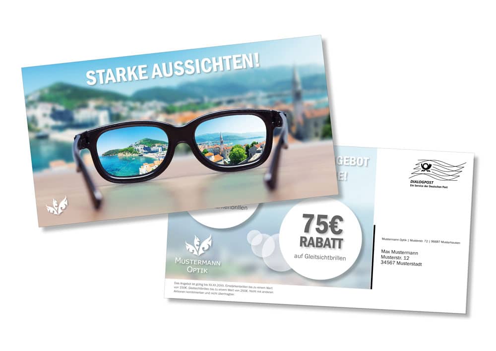 Postkartenmailing für einen Augenoptiker