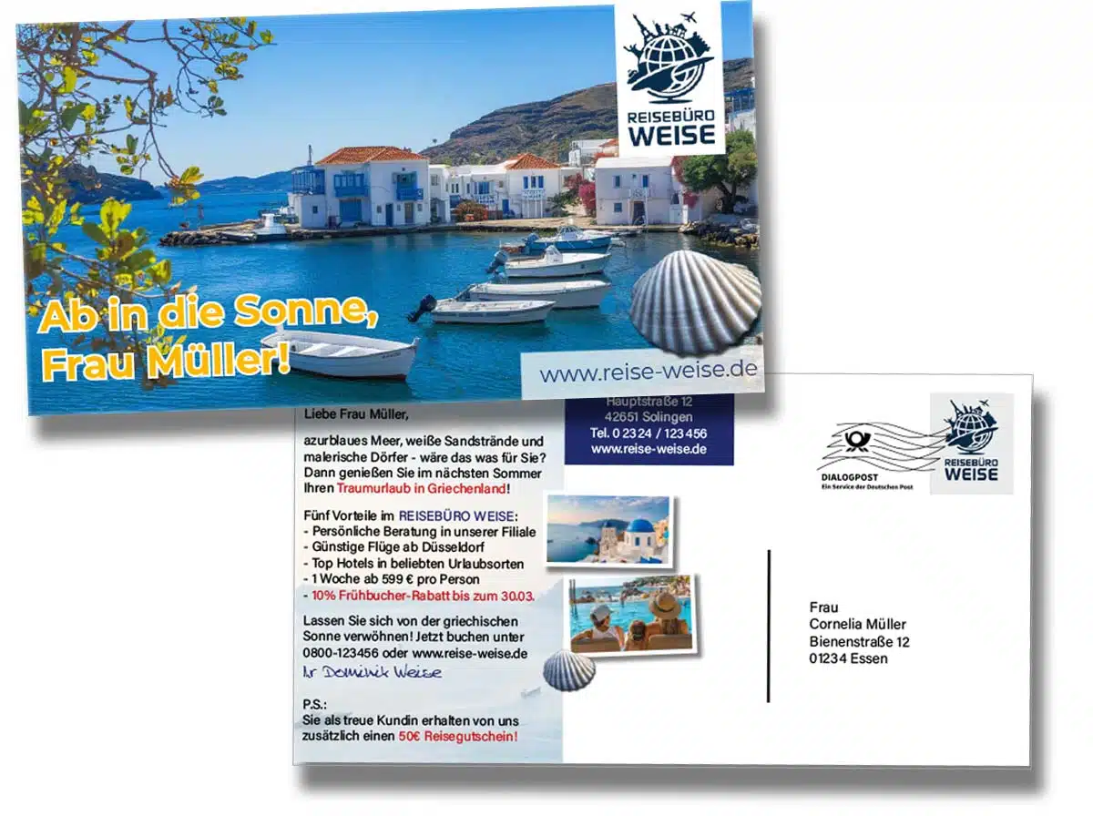 Unser Highlight: Die beidseitige Personalisierung auf einer Maxi Postkarte