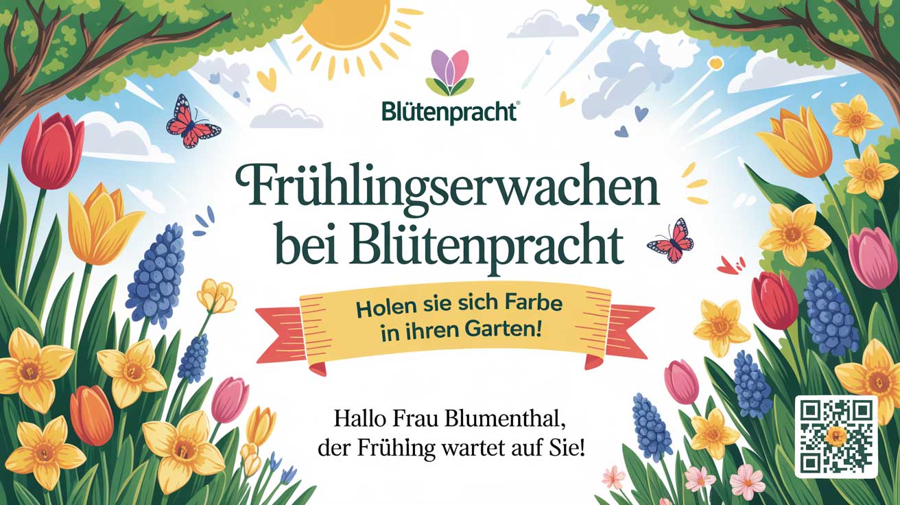 Beispiel einer Maxipostkarte für ein Gartencenter